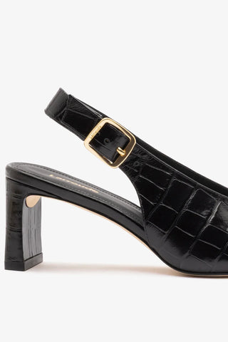Katie Pump Black Crocodile-Embossed Patent — Larroudé