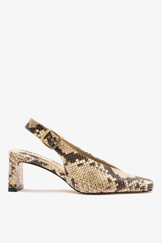 Katie Pump Neutral Snake Leather Pump Larroudé