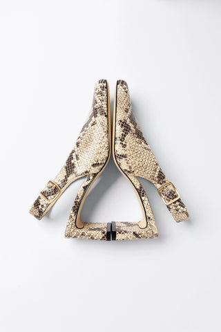 Katie Pump Neutral Snake Leather Pump Larroudé