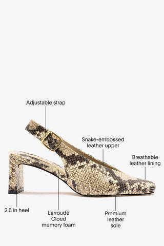 Katie Pump Neutral Snake Leather Pump Larroudé