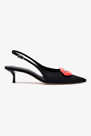 Larroudé x Libertine Lips Pump Lo In Black Fabric