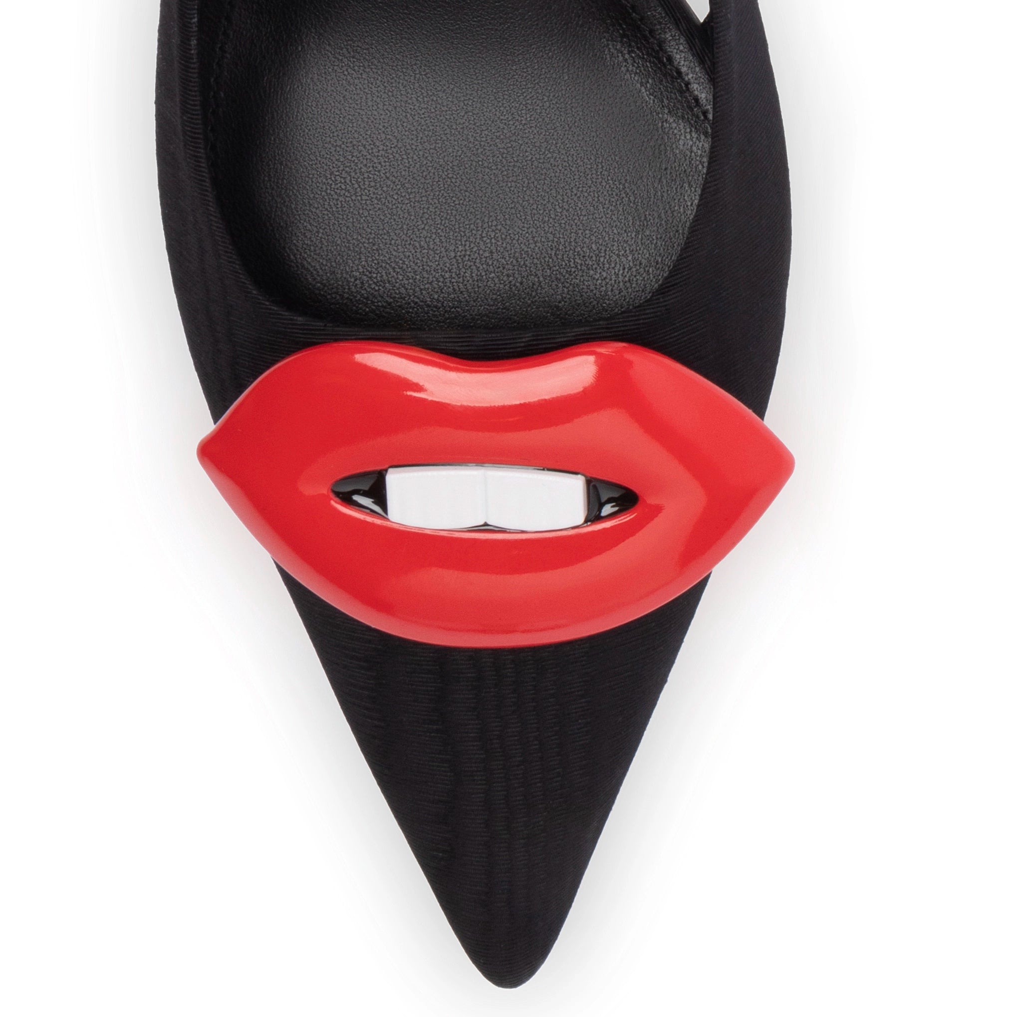 Larroudé x Libertine Lips Pump Lo In Black Fabric