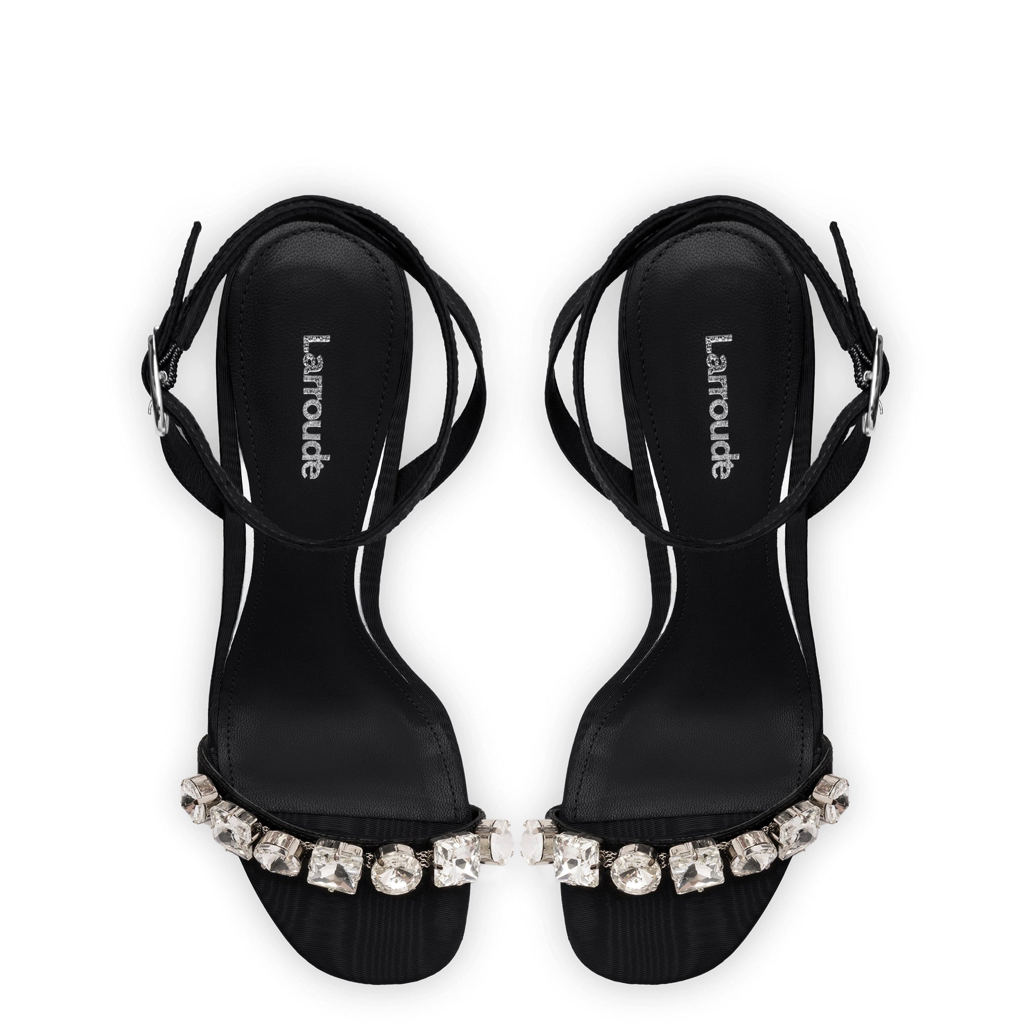 Calypso Sandal In Black Fabric and Crystals