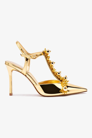 Larroudé x Libertine Pump In Gold Specchio and Golden Balls