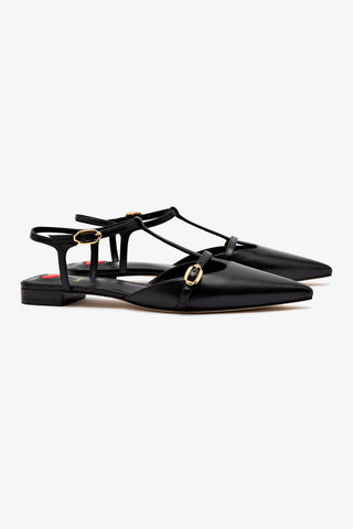 Grace Flat In Black Leather