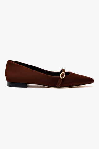 Irene Flat In Brown Suede