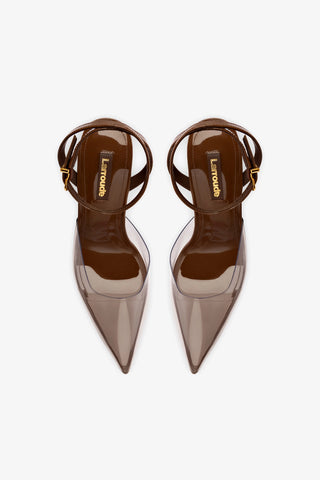 Kim Wedge Pump In Burnt Umber Leather and Vinyl