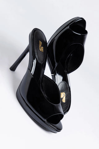Jasmine Platform Mule Black Patent Leather Mule Larroudé