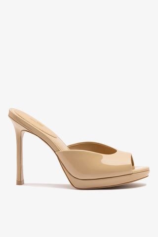Jasmine Platform Mule Sand Patent Leather Mule Larroudé