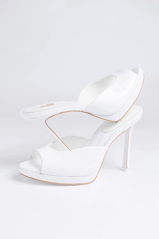 Jasmine Platform Mule White Patent Leather Mule Larroudé