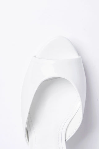 Jasmine Platform Mule White Patent Leather Mule Larroudé
