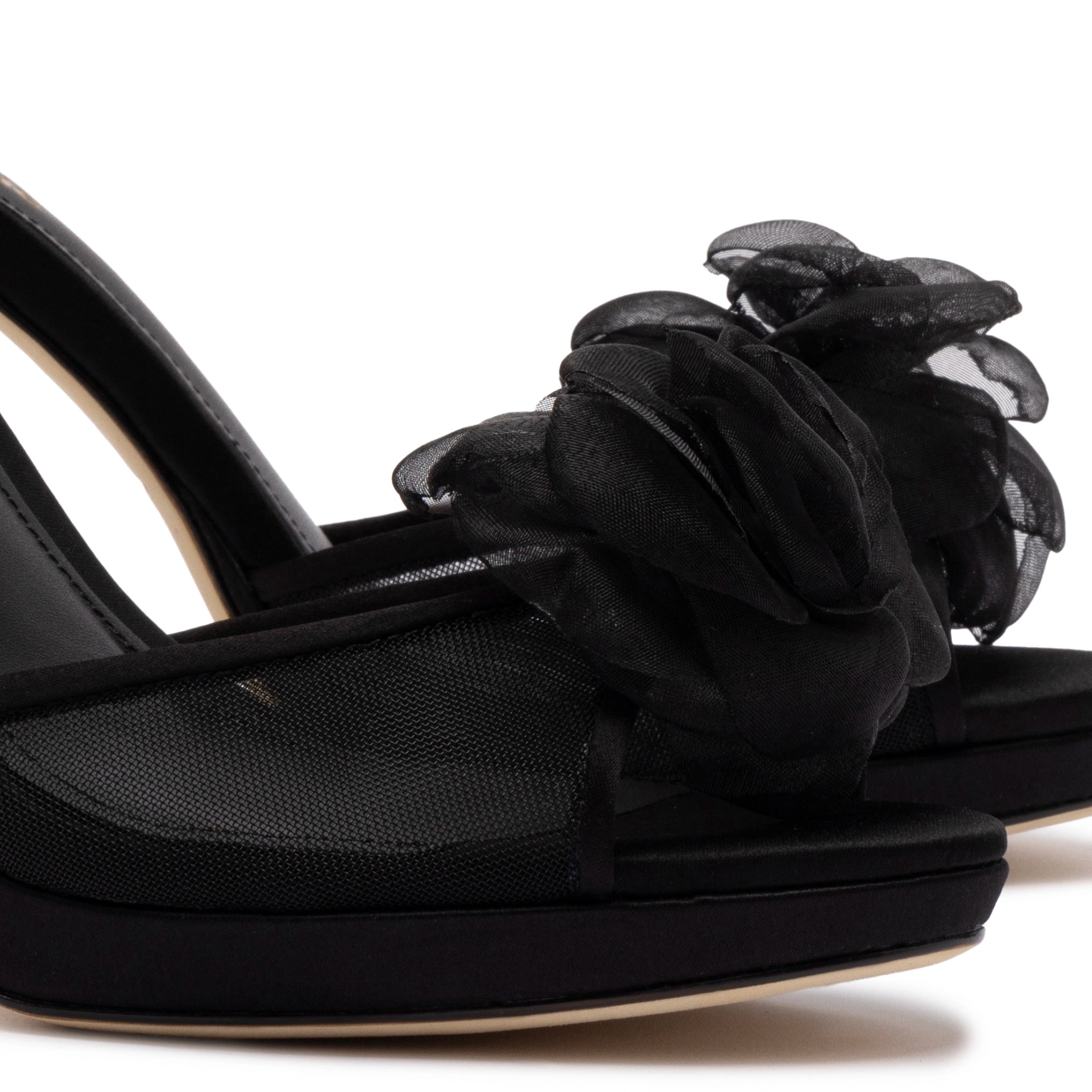 Salma Platform Sandal In Black Satin