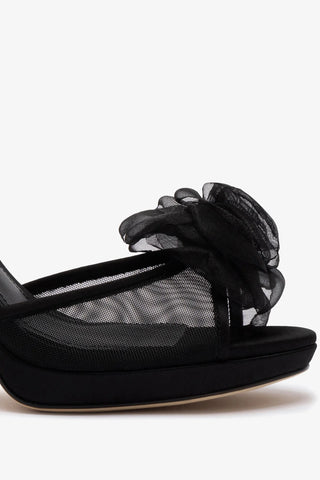 Salma Platform Sandal In Black Satin