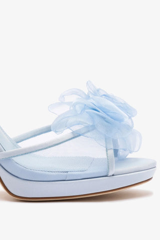 Salma Platform Sandal In Cerulean Blue Satin