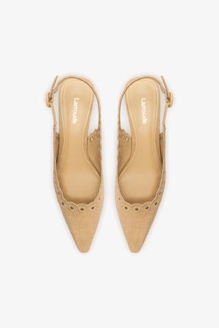 Florence Broderie Pump In Beige Raffia