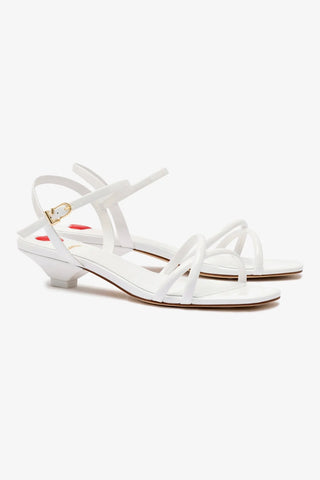 Charlotte Sandal In White Patent Leather