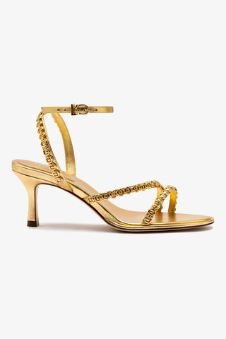 Milanina Mini Sandal In Gold Metallic Leather