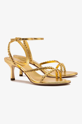 Milanina Mini Sandal In Gold Metallic Leather