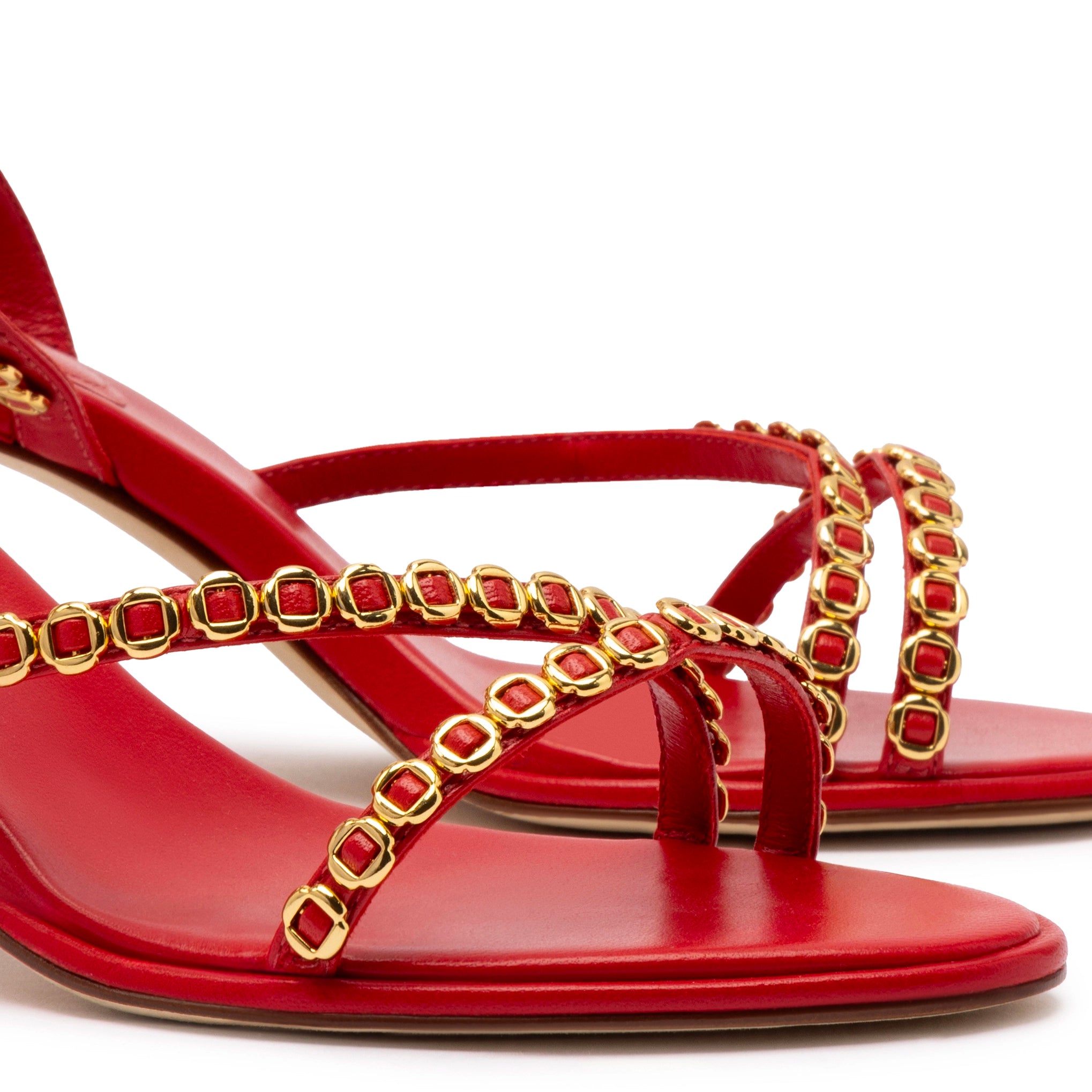 Milanina Mini Sandal In Scarlet Leather