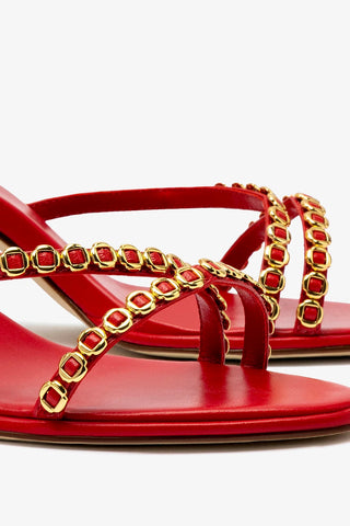 Milanina Mini Sandal In Scarlet Leather