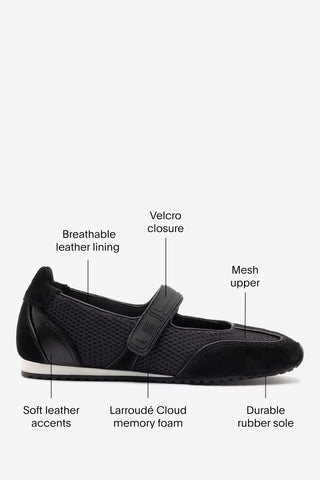 Devon Sneakerina Black Mesh Ballet Larroudé