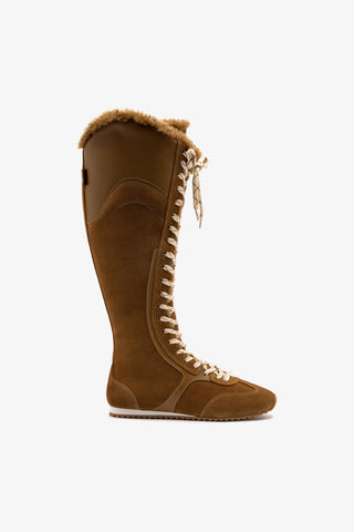 Larroudé x Jonathan Cohen Boot Tenis Hi Shearling In Russet Suede