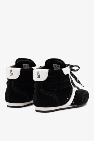 Stella Mid Sneaker In Black Suede and White Leather