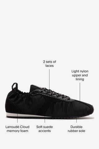 Stella Lite Sneaker In Black Nylon and Suede Sneaker Larroudé