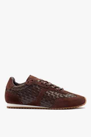 Stella Macrame Sneaker In Brown Leather and Suede