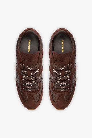 Stella Macrame Sneaker In Brown Leather and Suede