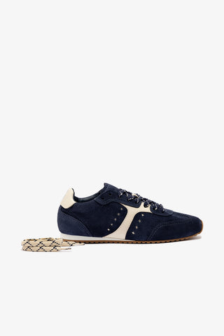 Stella Sneaker In Navy Suede and Ivory Leather
