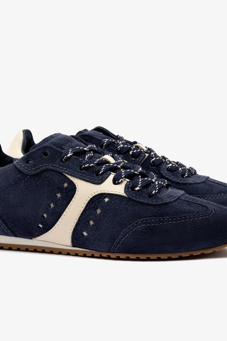 Stella Sneaker In Navy Suede and Ivory Leather