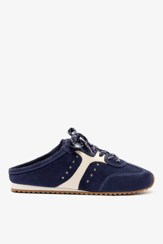 Stella Mule In Navy Suede and Ivory Leather Sneaker Larroudé