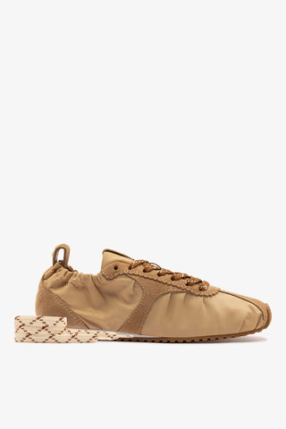 Stella Lite Sneaker In Peanut Nylon and Suede Sneaker Larroudé