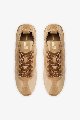 Stella Lite Sneaker In Peanut Nylon and Suede Sneaker Larroudé