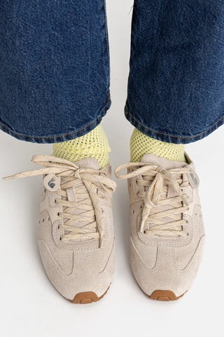 Stella Sneaker In Mushroom Grey Suede and Ivory Leather