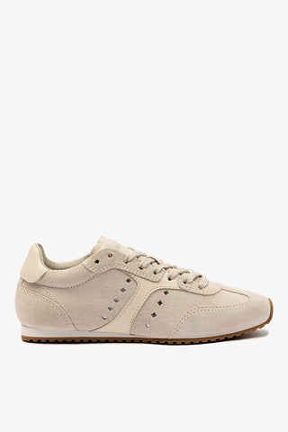 Stella Sneaker In Mushroom Grey Suede and Ivory Leather