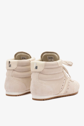 Stella Mid Sneaker In Mushroom Grey Suede and Ivory Leather