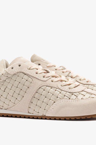 Stella Macrame Sneaker In Mushroom Grey Leather and Suede