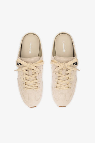 Stella Mule In Mushroom Grey Suede and Ivory Leather