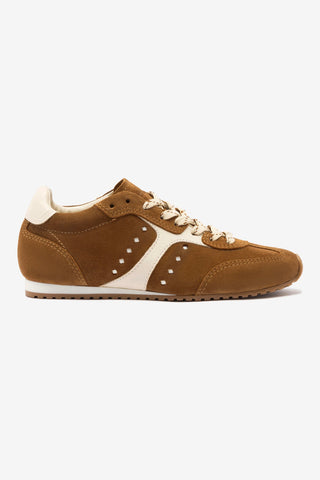 Stella Sneaker In Russet Suede and Ivory Leather