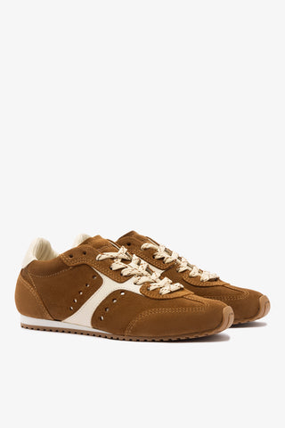 Stella Sneaker In Russet Suede and Ivory Leather