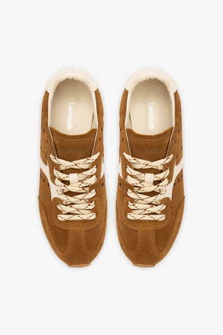 Stella Sneaker In Russet Suede and Ivory Leather