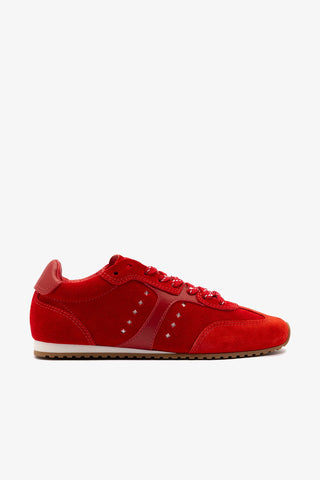 Stella Sneaker In Scarlet Suede and Blood Red Leather