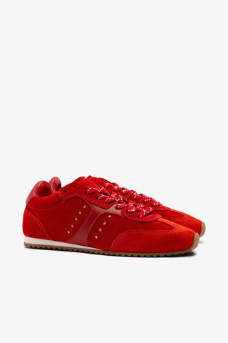 Stella Sneaker In Scarlet Suede and Blood Red Leather