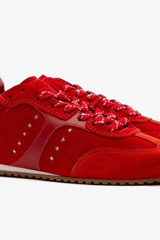 Stella Sneaker In Scarlet Suede and Blood Red Leather