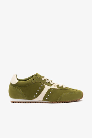Stella Sneaker In Seaweed Suede and Ivory Leather