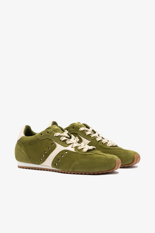 Stella Sneaker In Seaweed Suede and Ivory Leather