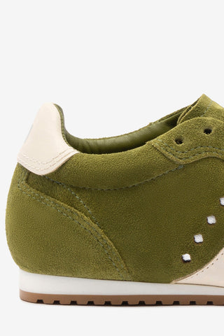 Stella Sneaker In Seaweed Suede and Ivory Leather