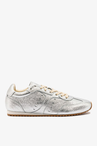 Stella Sneaker In Silver Metallic Leather Sneaker Larroudé 5 Silver